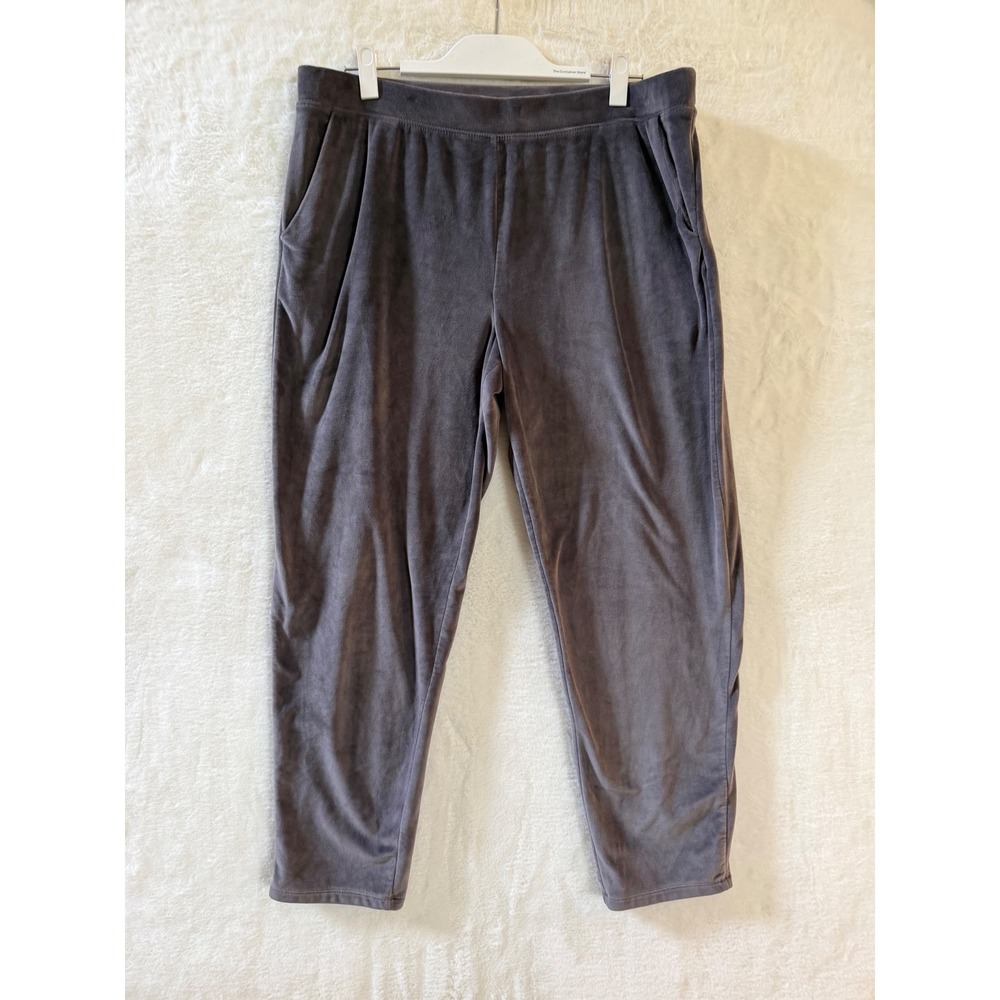 House of Harlow 1960 Velour Joggers Womens XL Gray Velvet Lounge Pants Pockets